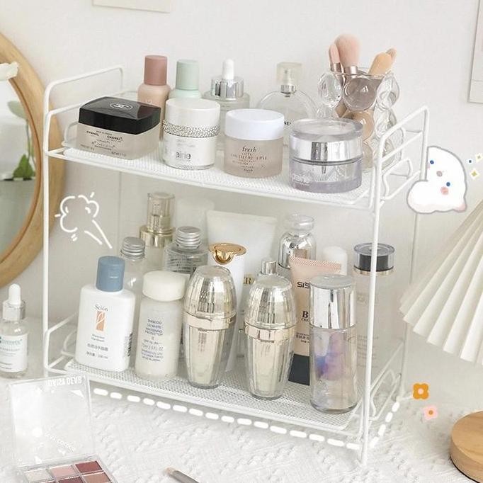 Keranjang Penyimpanan Rak Besi 2 Susun Serbaguna Keranjang 2 Susun