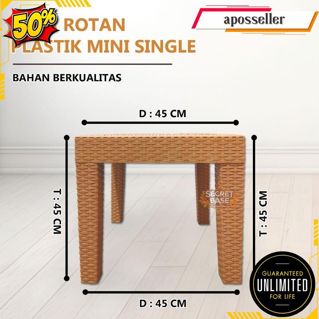 Meja Motif Rotan - Meja Plastik Besar / Meja Tamu / Meja Kafe Teras Taman Cod