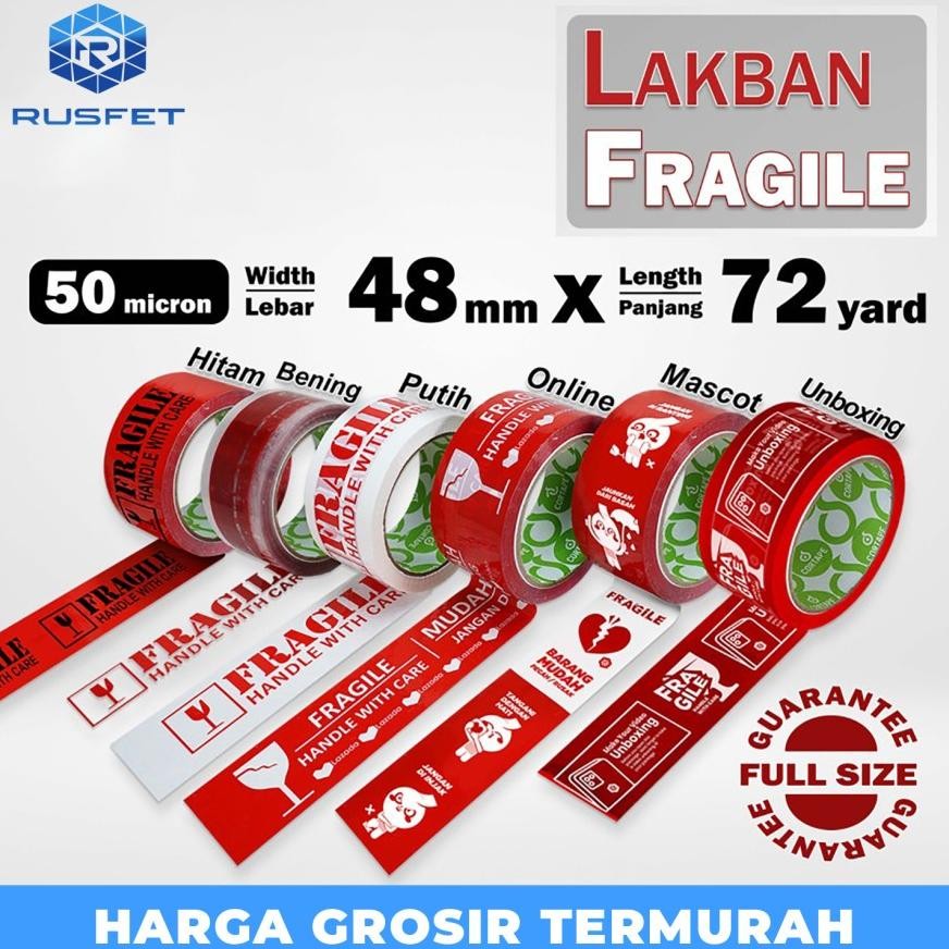 

Rd1- Lakban Fragile 48Mm Plakban Isolasi Premium Termurah / Satuan Unboxing