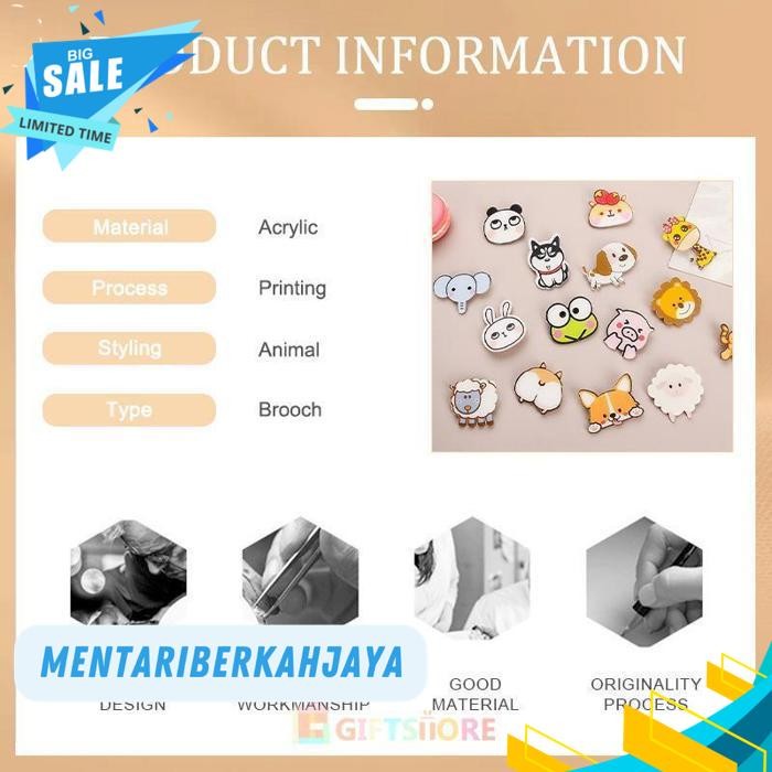 PIN AKRILIK LUCU AKSESORIS SERI (ANIMAL) UNTUK TAS CUTE PIN BROOCH PIN BROS ACRYLIC KOREAN STYLE-GS 