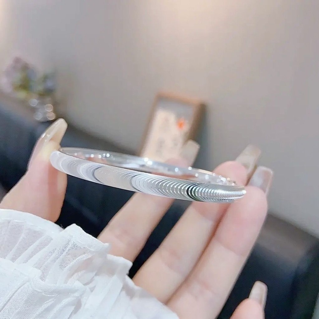 Gelang Perak Mata Kucing Wanita Gelang Perak Padat Berlapis Perak