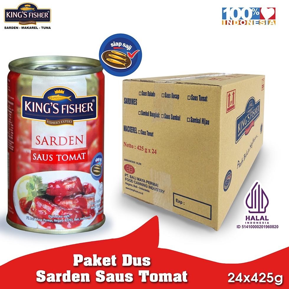 

NO_MORE Paket 1 dus 24pc King's Fisher Sarden saus tomat 425g Makanan Kaleng