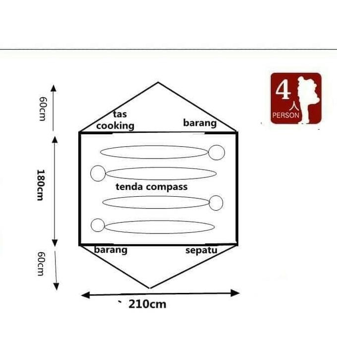 Tenda Gunung Tenda Camping Compass Kapasitas 4 Orang Frame Aloy