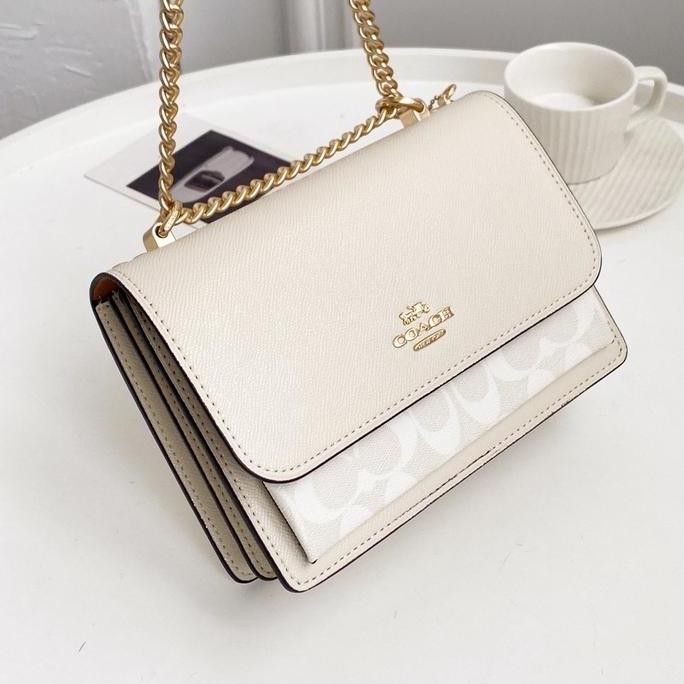 Klare Crossbody In Signature Canvas - Glacier White