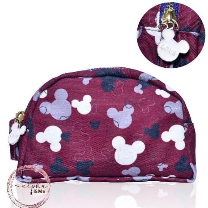 

Alphaisme Maroon Mickey Pouch Tempat Pensil Kosmetik With Mickey Charm