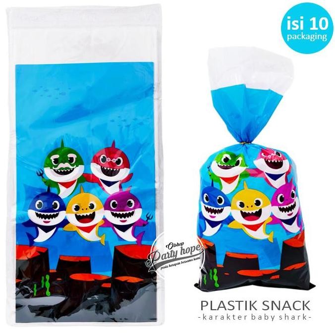 Produk Unggulan] plastik snack Baby Shark / plastik bingkisan snack ulang tahun / plastik karakter B