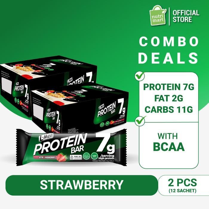 

Twin Pack - L-Men Protein Bar Strongberry 12 Sachet - Tinggi Protein