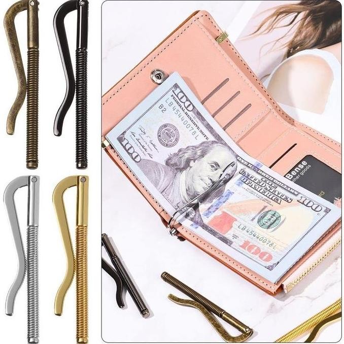 Money Clip/Penjepit Uang Dompet Kulit Money Clip Spring Bar