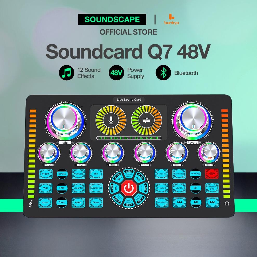 RAKSA Soundscape&Bonkyo  Soundcard Q7 antarmuka besar tiga inti 48V XLR plus antarmuka 6.5mm live ka