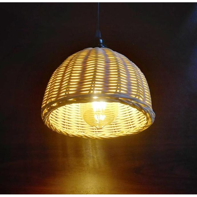 Kap Lampu Gantung Hias Vintage Anyam Rotan