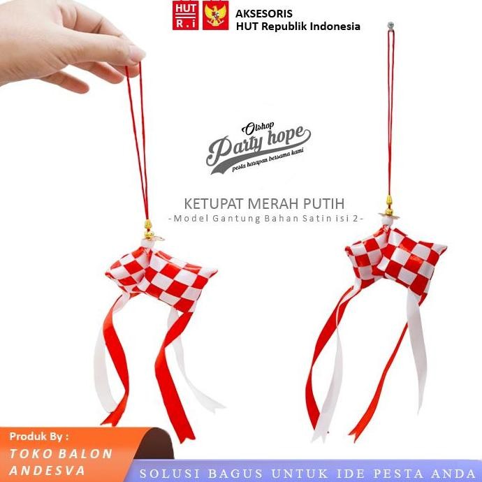 '+'+'+'+] [isi 12] hiasan ketupat gantung merah putih / ketupat gantung hiasan mobil / ketupat akses