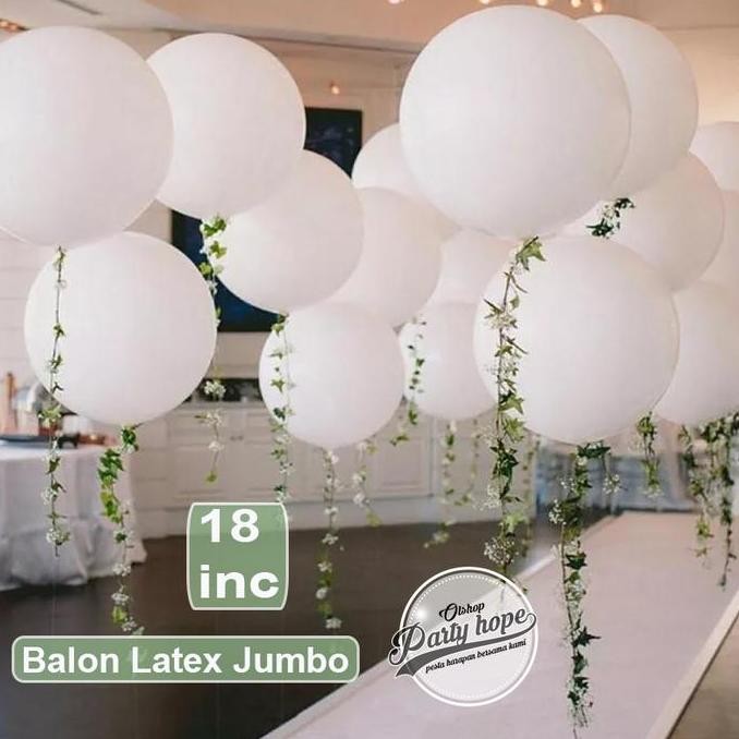 ] balon latex doff jumbo PUTIH / balon doff dekorasi 18 inch / balon
