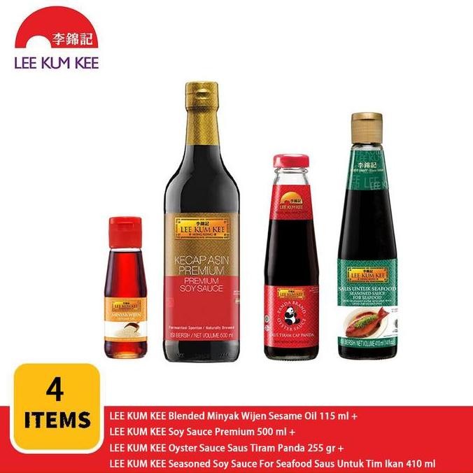 

Promo Paket LEE KUM KEE: Minyak Wijen 115ml + Soy Sauce 500ml + Saus Tiram 255gr + Saus Seafood 410ml