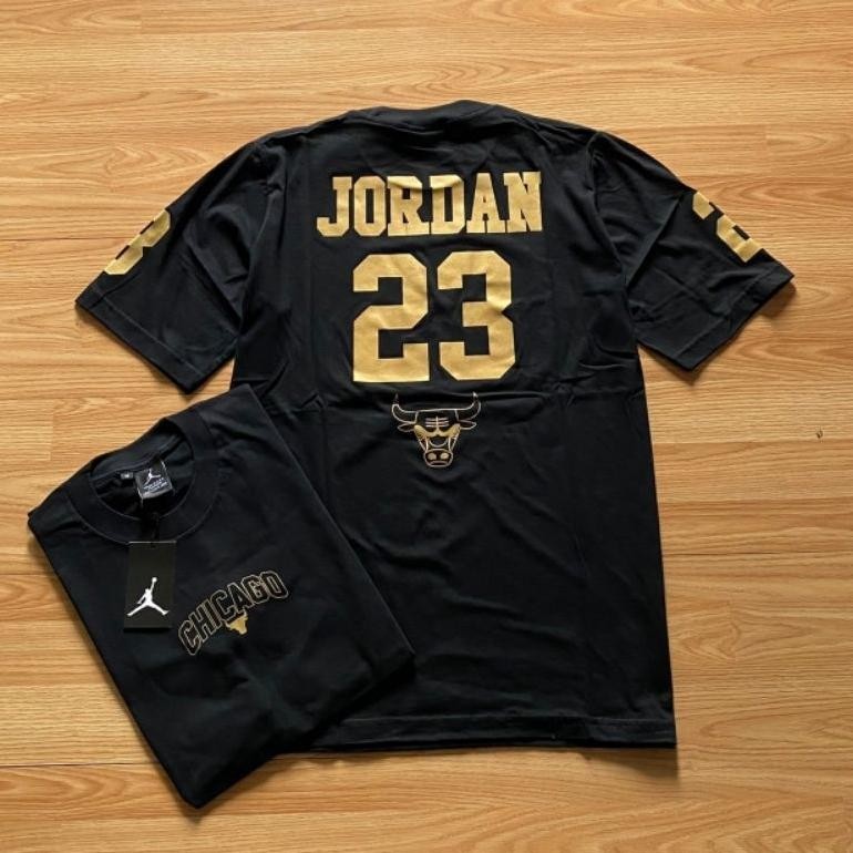 Promo Kaos Air Jordan Chicago Bulls Gold 23 Full Tag Premium