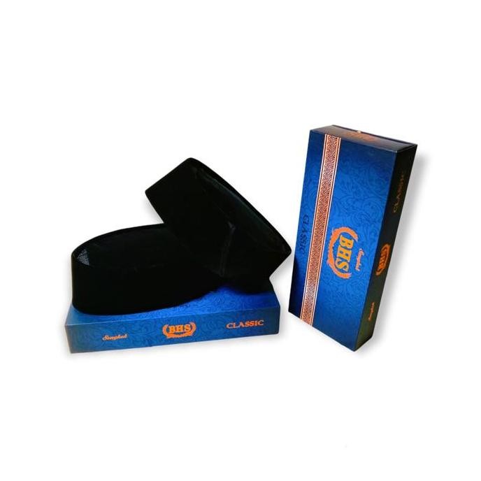 Peci Songkok Ac Bhs Tinggi 9 Dan 10 Cm Muslim Kopiah Hitam Dewasa Motif Bordir Putih Katun