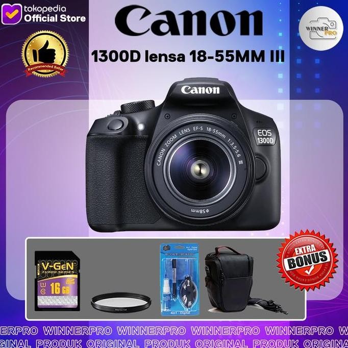 Kamera Canon 1300D Lensa 18-55Mm Iii