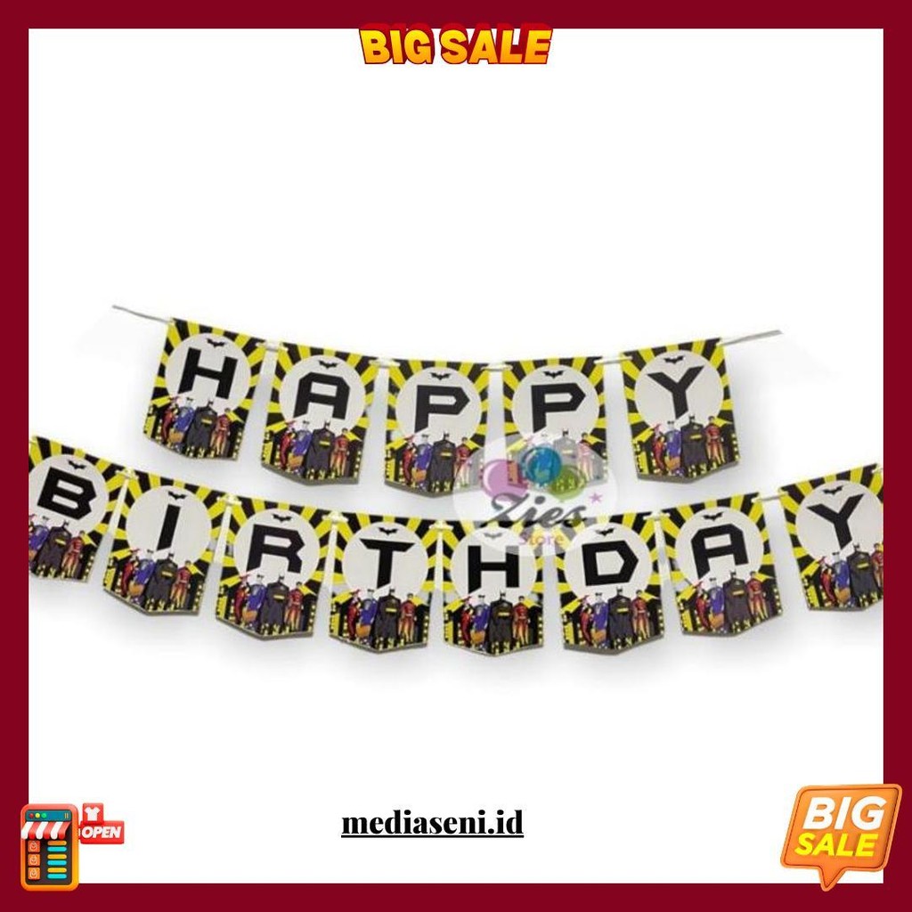 Banner Happy Birthday Batman / Banner Ulang Tahun Batman Cod