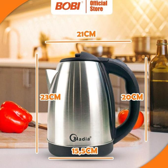 TERBARU - Teko Listrik Kettle Pemanas Air Panas Stainless 2 Liter Electric Elektrik Termos kabel wad