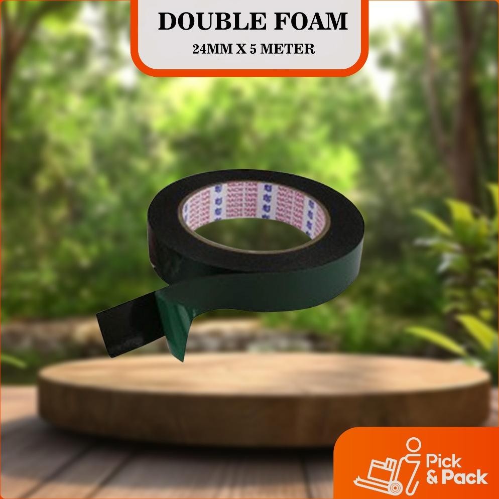 Bisa Cod Pick & Pack Double Foam 24Mm X 5 Meter / Double Tape 24Mm X 5 Meter Hijau 1 Inch Seven Star