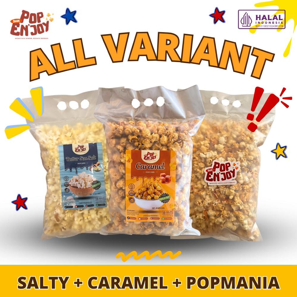 

[PUAS] ALL VARIAN POPCORN 3 RASA - PopENjoy / 3 Rasa Camilan Crispy Popkorn Jagung Sehat Premium aSt