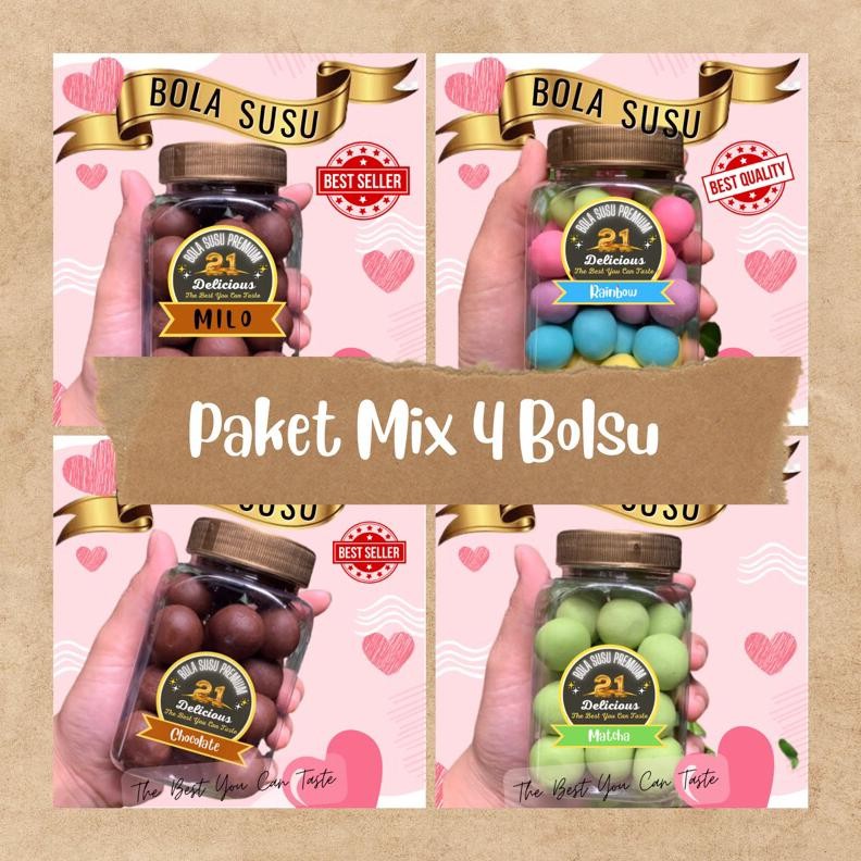 

Bola susu paket mix ( Milo,Rainbow,Choco,Matcha ) aSt