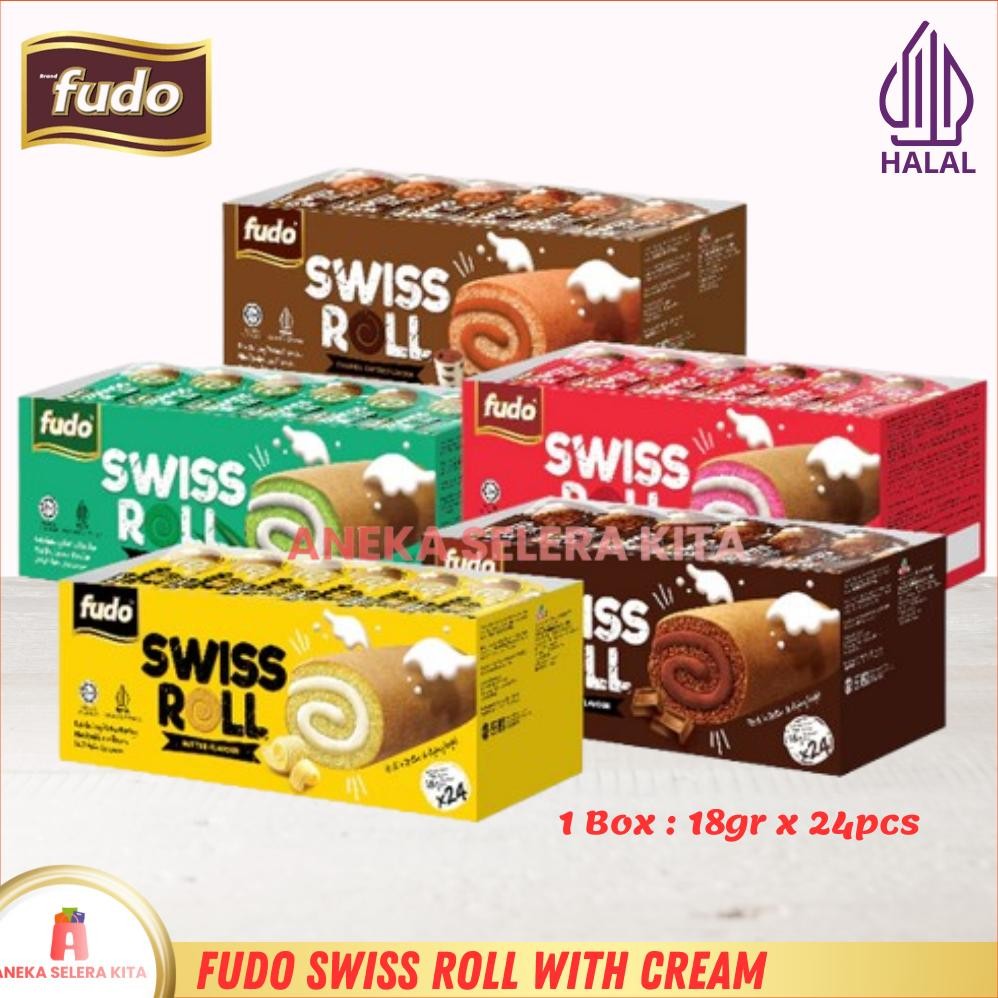 

Fudo Layer Cake & Swiss Roll With Cream Flavour Isi 24pcs (Box) aSt