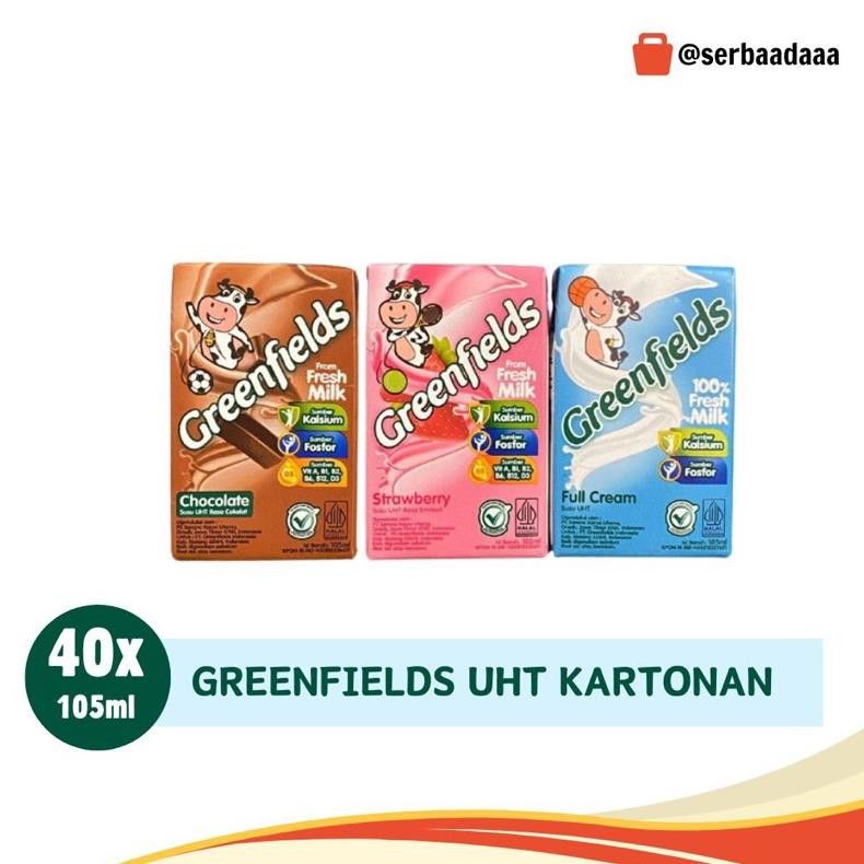 

GREENFIELDS SUSU UHT 105ML DUS KARTON ISI 40 PCS BISA MIX aSt