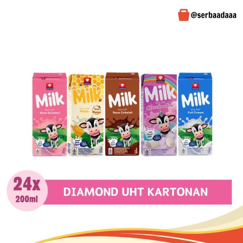 

Diamond UHT Milk 200ml 1 Karton Isi 24pcs | Bisa Mix aSt