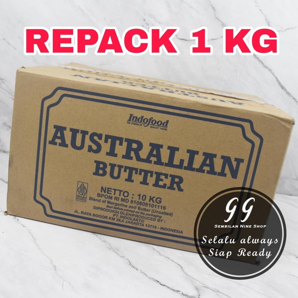 

AUSTRALIAN Butter UNSALTED 1 KG Mentega Tawar INDOFOOD aSt