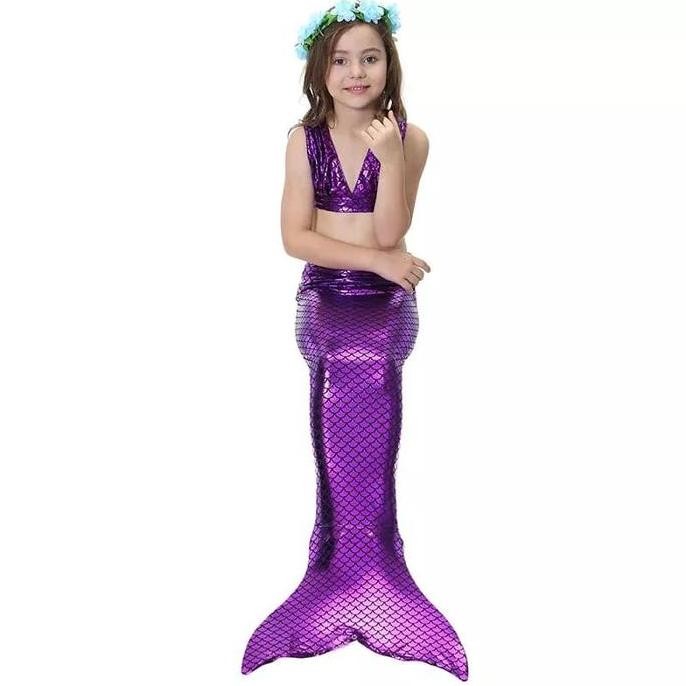 Kostum Mermaid Ungu Anak Monofin / Baju Anak Mermaid Set Ungu MR13