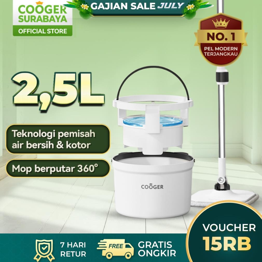 [READY SURABAYA] COOGER SURABAYA Pel Lantai Air Kotor Terpisah Single Spin Bucket Mop Alat Pel Bentu