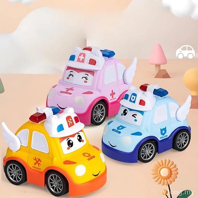 Toy Studio Mainan Mobil RC Remot Control Cartoon Robocar Poli City Rescue Keluar Lampu + Baterai