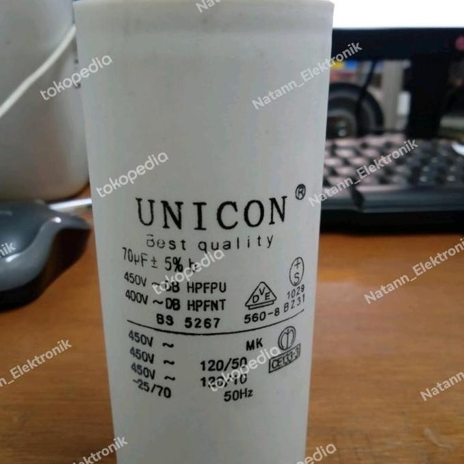 Kapasitor Pompa Unicon 70Uf 450V 70 Uf 450Volt 450 Volt Type Kabel Diskon