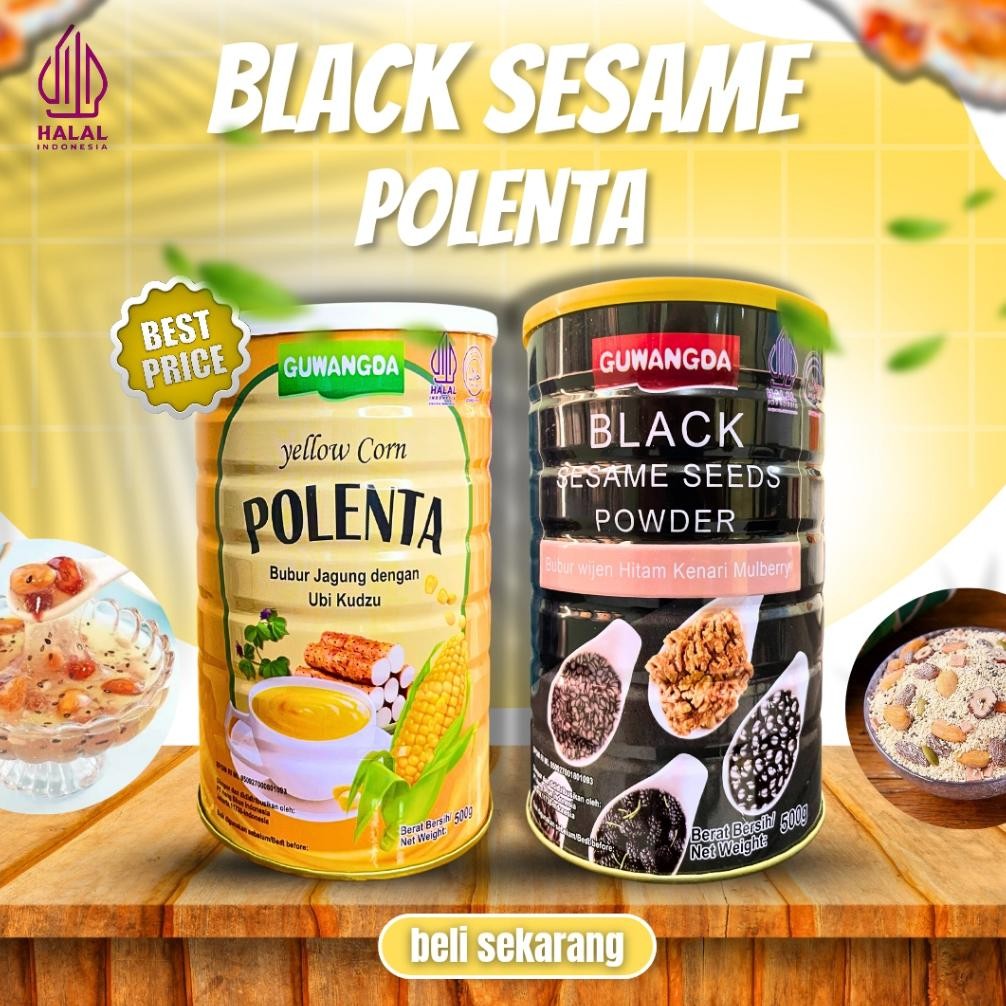 

Oufen Bubur Black Sesame yellow Corn Polenta Bubur Jagung Dengan Ubi Kudzu Makanan Instant 500Gr aSt