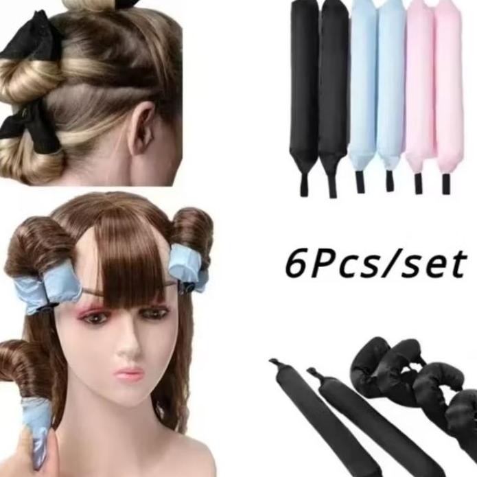 Vmh 6Pcs Hair Curly Set Heatless Bwave Foam Rol Keriting Rambut Natural Catokan Anti Panas