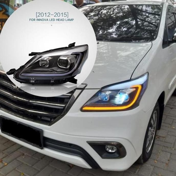 Murah Yz Head Lamp Toyota Innova 2012-2015 Sequential - Projector Black Housing