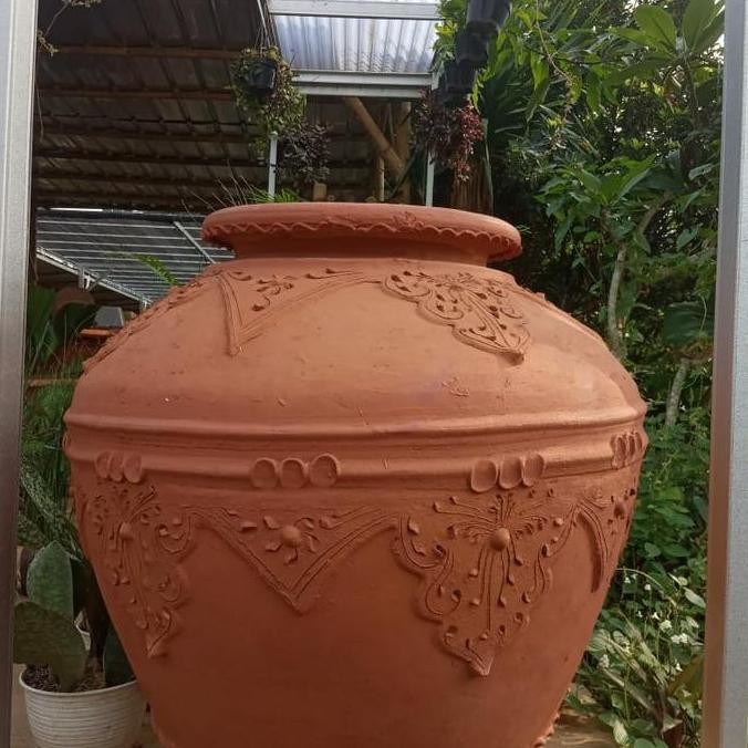 TERMURAH - pot gentong tanah liat t120cm d80cm warna terakota