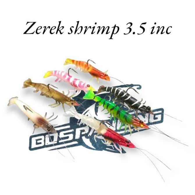 umpan zerek absolute shrimp 3.5 inch - umpan pancing udang realistis   stok terbatas