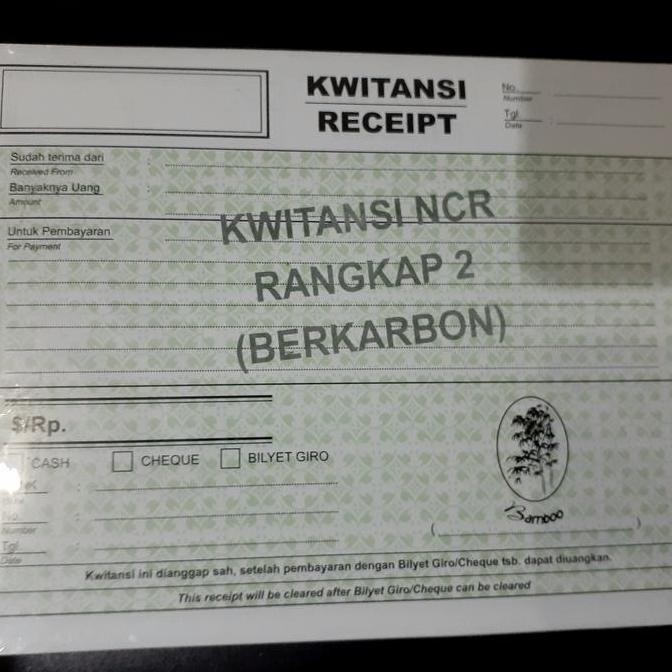 

DISKON! BUKU KWITANSI 2 PLY NCR BERKARBON BAMBOO