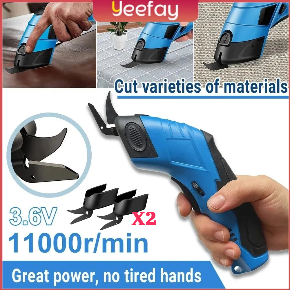 

Kekebaharu_ - Gunting Listrik + 2 Blades USB Portabel Pemotong Kain, Karton & Kulit Multifungsi