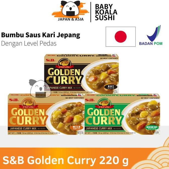 

DISKON! GOLDEN CURRY S&B MIX HOT MEDIUM MILD 220GR KARI JEPANG