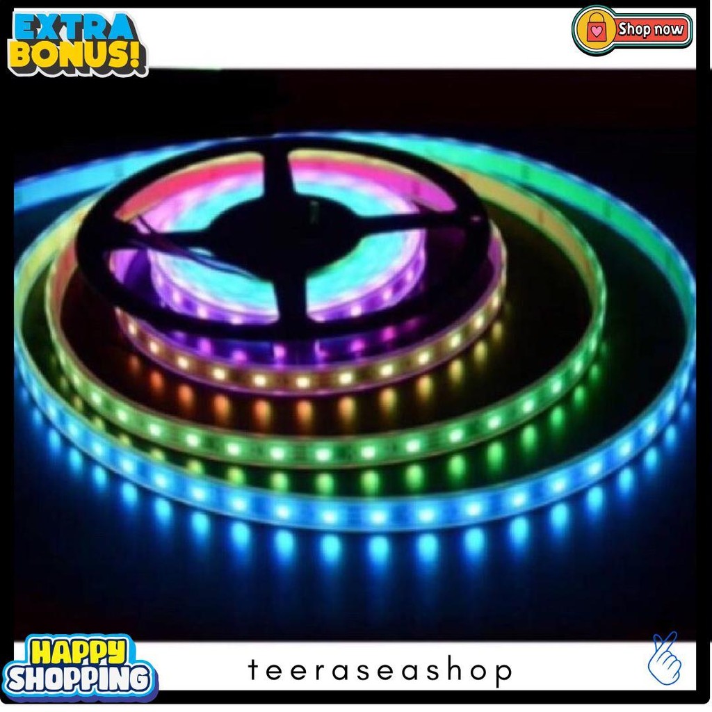 Lampu Strip Rgb 5050 Warna Warni Running Nyala Otomatis Set + Adaptor 4.5Meter (Tanpa Remote) Tiktok