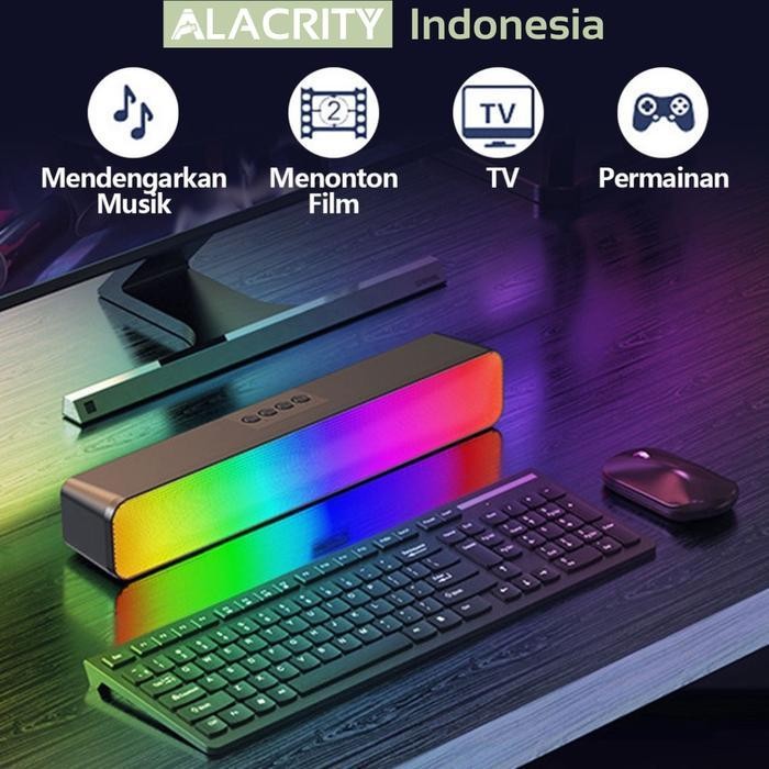CODALACRITY Speaker Bluetooth Soundbar RGB LED Light Colors Computer TV PSP Phone TF Multifunction 5