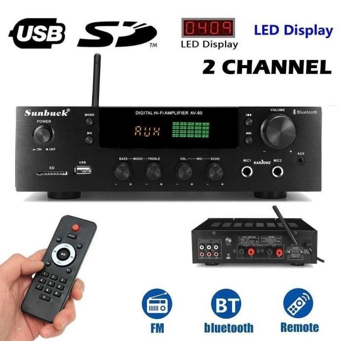 SUNBUCK Audio Amplifier Bluetooth EQ Karaoke FM Radio 2000W - AV-80
