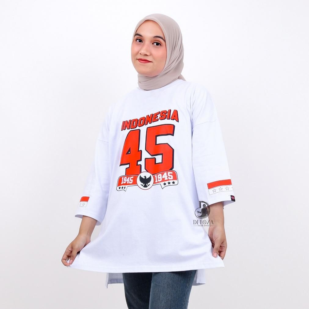 sd-5 fx-4 Kaos Merah Putih Spesial Kemerdekaan Atasan Striped Mix Color Wanita Terbaru Indonesia by 