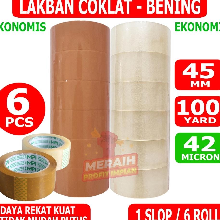 

1 Slop Lakban Bening Coklat 100 Yard Lakban Mpi 45 Mm X 100 Yard Paket Hemat Ter