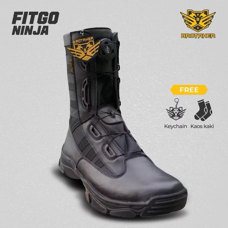 BROTRHER Fitgo Ninja Sepatu Pdl Tali Putar Tactical TNI Polri Security