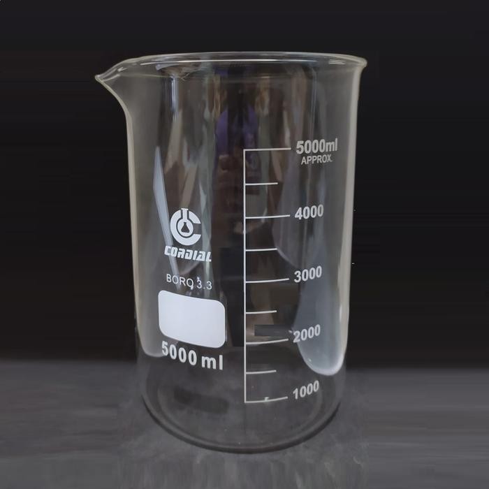 Beaker Glass 5000 Ml Gelas Kimia, Gelas Piala, Beker Glass Low Form Original Dan Terpercaya