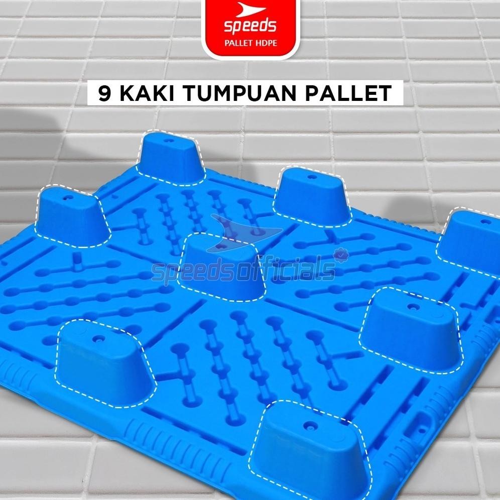 SPEEDS Palet Plastik HDPE Tebal 120x100x15cm Plastic Pallet Warehouse Pallet Gudang Kaki 9 Kuat Koko