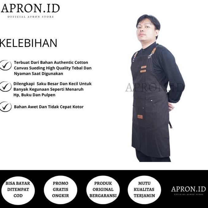 Celemek Apron Barbershop Barber Barista Bartender Cafe Coffeshop